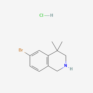 molecular formula C11H15BrClN B598074 6-溴-4,4-二甲基-1,2,3,4-四氢异喹啉盐酸盐 CAS No. 1203684-61-0