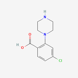 molecular formula C11H13ClN2O2 B598076 4-Chloro-2-piperazinobenzoic acid CAS No. 1197193-35-3