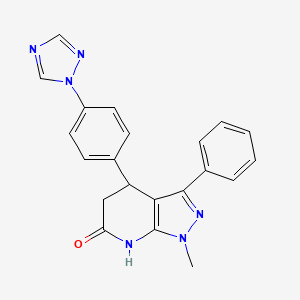 molecular formula C21H18N6O B5980791 1-methyl-3-phenyl-4-[4-(1H-1,2,4-triazol-1-yl)phenyl]-1,4,5,7-tetrahydro-6H-pyrazolo[3,4-b]pyridin-6-one 