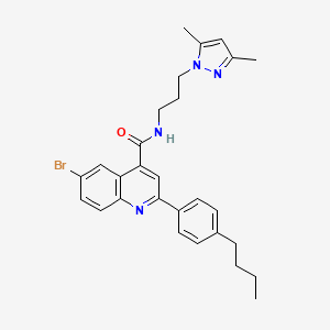 molecular formula C28H31BrN4O B5980824 6-bromo-2-(4-butylphenyl)-N-[3-(3,5-dimethyl-1H-pyrazol-1-yl)propyl]-4-quinolinecarboxamide 