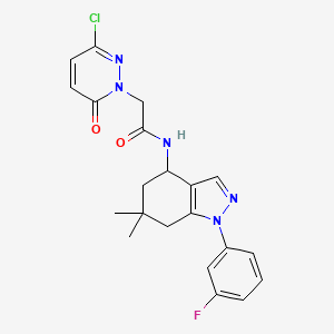 molecular formula C21H21ClFN5O2 B5980867 2-(3-chloro-6-oxo-1(6H)-pyridazinyl)-N-[1-(3-fluorophenyl)-6,6-dimethyl-4,5,6,7-tetrahydro-1H-indazol-4-yl]acetamide 