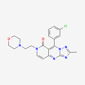 molecular formula C21H21ClN6O2 B5980875 9-(3-chlorophenyl)-2-methyl-7-[2-(4-morpholinyl)ethyl]pyrido[4,3-d][1,2,4]triazolo[1,5-a]pyrimidin-8(7H)-one 