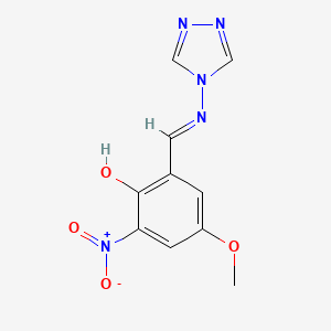 molecular formula C10H9N5O4 B5980882 4-methoxy-2-nitro-6-[(E)-1,2,4-triazol-4-yliminomethyl]phenol 