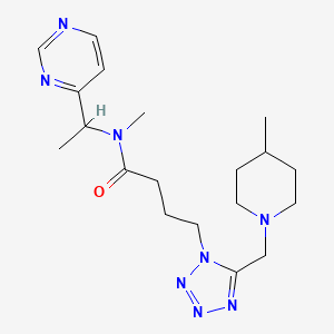 molecular formula C19H30N8O B5980955 N-methyl-4-{5-[(4-methyl-1-piperidinyl)methyl]-1H-tetrazol-1-yl}-N-[1-(4-pyrimidinyl)ethyl]butanamide 