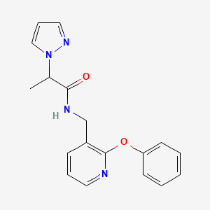 molecular formula C18H18N4O2 B5980979 N-[(2-phenoxy-3-pyridinyl)methyl]-2-(1H-pyrazol-1-yl)propanamide 