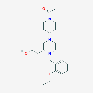 molecular formula C22H35N3O3 B5980987 2-[4-(1-acetyl-4-piperidinyl)-1-(2-ethoxybenzyl)-2-piperazinyl]ethanol 