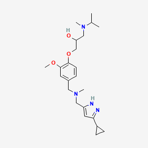 molecular formula C23H36N4O3 B5980990 1-[4-[[(3-cyclopropyl-1H-pyrazol-5-yl)methyl-methylamino]methyl]-2-methoxyphenoxy]-3-[methyl(propan-2-yl)amino]propan-2-ol 