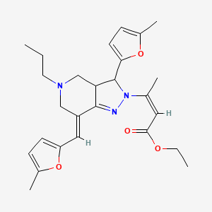 ethyl 3-{3-(5-methyl-2-furyl)-7-[(5-methyl-2-furyl)methylene]-5-propyl-3,3a,4,5,6,7-hexahydro-2H-pyrazolo[4,3-c]pyridin-2-yl}-2-butenoate