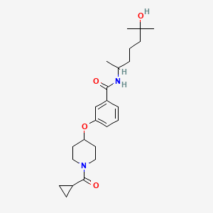 molecular formula C24H36N2O4 B5981067 3-{[1-(cyclopropylcarbonyl)-4-piperidinyl]oxy}-N-(5-hydroxy-1,5-dimethylhexyl)benzamide 