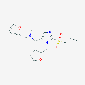 molecular formula C18H27N3O4S B5981077 (2-furylmethyl)methyl{[2-(propylsulfonyl)-1-(tetrahydro-2-furanylmethyl)-1H-imidazol-5-yl]methyl}amine 