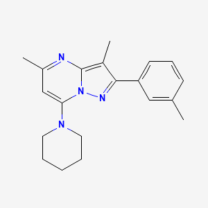 molecular formula C20H24N4 B5981086 1-[3,5-Dimethyl-2-(3-methylphenyl)pyrazolo[1,5-a]pyrimidin-7-yl]piperidine 