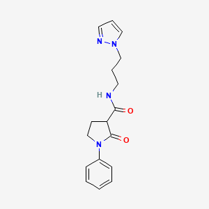 2-oxo-1-phenyl-N-[3-(1H-pyrazol-1-yl)propyl]-3-pyrrolidinecarboxamide