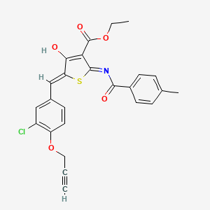 ETHYL (5Z)-5-{[3-CHLORO-4-(PROP-2-YN-1-YLOXY)PHENYL]METHYLIDENE}-2-(4-METHYLBENZAMIDO)-4-OXO-4,5-DIHYDROTHIOPHENE-3-CARBOXYLATE