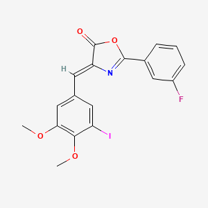 molecular formula C18H13FINO4 B5981267 2-(3-fluorophenyl)-4-(3-iodo-4,5-dimethoxybenzylidene)-1,3-oxazol-5(4H)-one 