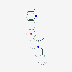 molecular formula C20H24FN3O2 B5981274 1-(2-fluorobenzyl)-3-hydroxy-3-({[(6-methyl-2-pyridinyl)methyl]amino}methyl)-2-piperidinone 