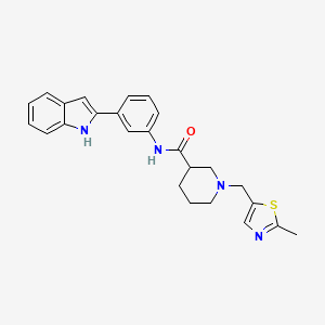 N-[3-(1H-indol-2-yl)phenyl]-1-[(2-methyl-1,3-thiazol-5-yl)methyl]-3-piperidinecarboxamide