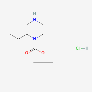 molecular formula C11H23ClN2O2 B598132 tert-Butyl 2-ethylpiperazine-1-carboxylate hydrochloride CAS No. 1203274-95-6