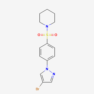 molecular formula C14H16BrN3O2S B598133 1-(4-(4-Bromopyrazol-1-yl)phenylsulfonyl)piperidine CAS No. 1199773-17-5