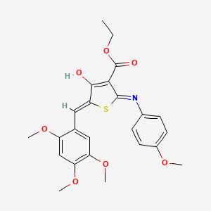 molecular formula C24H25NO7S B5981359 ethyl 2-[(4-methoxyphenyl)amino]-4-oxo-5-(2,4,5-trimethoxybenzylidene)-4,5-dihydro-3-thiophenecarboxylate 