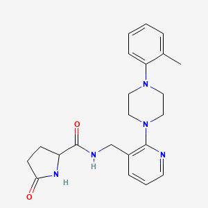 molecular formula C22H27N5O2 B5981382 N-({2-[4-(2-methylphenyl)-1-piperazinyl]-3-pyridinyl}methyl)-5-oxoprolinamide 