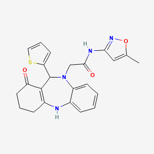 molecular formula C23H22N4O3S B5981426 N-(5-methyl-3-isoxazolyl)-2-[1-oxo-11-(2-thienyl)-1,2,3,4,5,11-hexahydro-10H-dibenzo[b,e][1,4]diazepin-10-yl]acetamide 