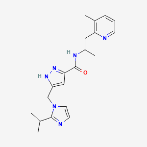 molecular formula C20H26N6O B5981445 5-[(2-isopropyl-1H-imidazol-1-yl)methyl]-N-[1-methyl-2-(3-methyl-2-pyridinyl)ethyl]-1H-pyrazole-3-carboxamide 