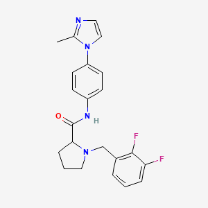 molecular formula C22H22F2N4O B5981451 1-(2,3-difluorobenzyl)-N-[4-(2-methyl-1H-imidazol-1-yl)phenyl]prolinamide 