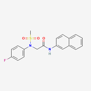 molecular formula C19H17FN2O3S B5981464 N~2~-(4-fluorophenyl)-N~2~-(methylsulfonyl)-N~1~-2-naphthylglycinamide 