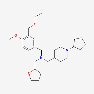 molecular formula C27H44N2O3 B5981568 1-(1-cyclopentyl-4-piperidinyl)-N-[3-(ethoxymethyl)-4-methoxybenzyl]-N-(tetrahydro-2-furanylmethyl)methanamine 