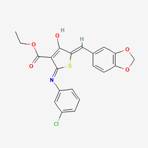 ethyl 5-(1,3-benzodioxol-5-ylmethylene)-2-[(3-chlorophenyl)amino]-4-oxo-4,5-dihydro-3-thiophenecarboxylate