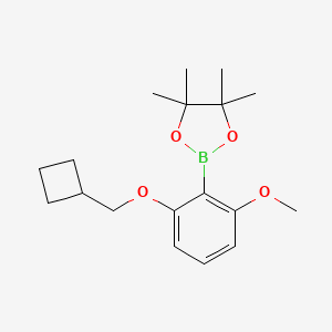 molecular formula C18H27BO4 B598162 2-Cyclobutylmethoxy-6-methoxyphenylboronic acid pinacol ester CAS No. 1204580-86-8