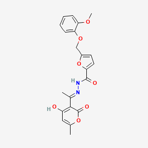 molecular formula C21H20N2O7 B5981667 N'-[1-(4-hydroxy-6-methyl-2-oxo-2H-pyran-3-yl)ethylidene]-5-[(2-methoxyphenoxy)methyl]-2-furohydrazide 