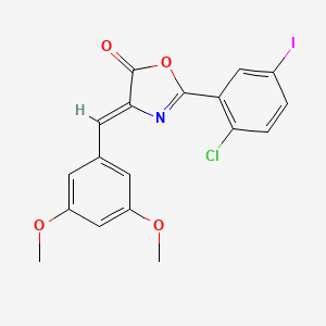 molecular formula C18H13ClINO4 B5981723 2-(2-chloro-5-iodophenyl)-4-(3,5-dimethoxybenzylidene)-1,3-oxazol-5(4H)-one 