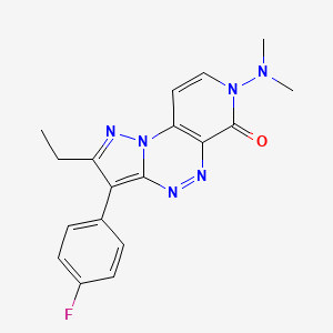 molecular formula C18H17FN6O B5981726 7-(dimethylamino)-2-ethyl-3-(4-fluorophenyl)pyrazolo[5,1-c]pyrido[4,3-e][1,2,4]triazin-6(7H)-one 