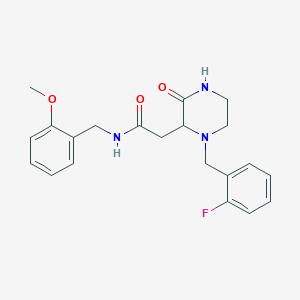 molecular formula C21H24FN3O3 B5981826 2-[1-(2-fluorobenzyl)-3-oxo-2-piperazinyl]-N-(2-methoxybenzyl)acetamide 