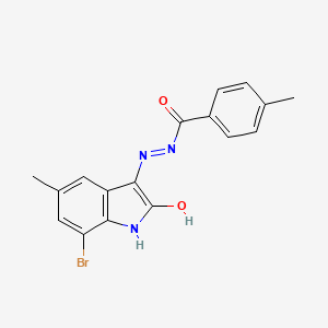 molecular formula C17H14BrN3O2 B5981894 N'-(7-bromo-5-methyl-2-oxo-1,2-dihydro-3H-indol-3-ylidene)-4-methylbenzohydrazide 