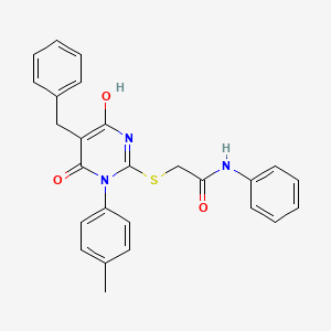 2-{[5-benzyl-4-hydroxy-1-(4-methylphenyl)-6-oxo-1,6-dihydropyrimidin-2-yl]sulfanyl}-N-phenylacetamide