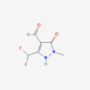 molecular formula C6H6F2N2O2 B598191 3-(Difluoromethyl)-5-hydroxy-1-methyl-1H-pyrazole-4-carbaldehyde CAS No. 1203145-73-6