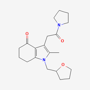 molecular formula C20H28N2O3 B5981914 2-methyl-3-[2-oxo-2-(1-pyrrolidinyl)ethyl]-1-(tetrahydro-2-furanylmethyl)-1,5,6,7-tetrahydro-4H-indol-4-one 