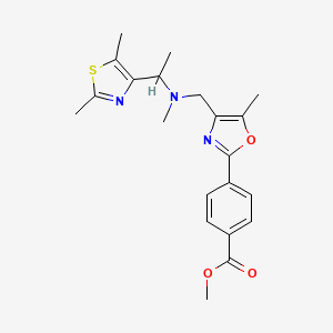 molecular formula C21H25N3O3S B5981948 methyl 4-(4-{[[1-(2,5-dimethyl-1,3-thiazol-4-yl)ethyl](methyl)amino]methyl}-5-methyl-1,3-oxazol-2-yl)benzoate 