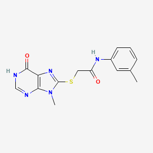 2-[(9-methyl-6-oxo-6,9-dihydro-1H-purin-8-yl)sulfanyl]-N-(3-methylphenyl)acetamide