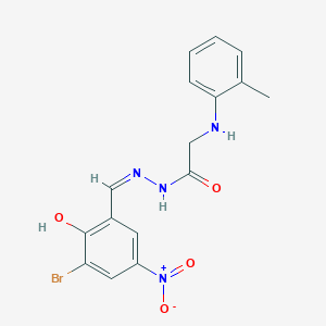 molecular formula C16H15BrN4O4 B5982029 N-[(Z)-(3-bromo-2-hydroxy-5-nitrophenyl)methylideneamino]-2-(2-methylanilino)acetamide 