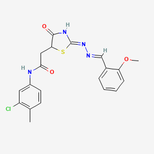 N-(3-chloro-4-methylphenyl)-2-[(2Z)-2-[(E)-(2-methoxyphenyl)methylidenehydrazinylidene]-4-oxo-1,3-thiazolidin-5-yl]acetamide