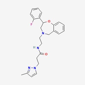 N-[2-[2-(2-fluorophenyl)-3,5-dihydro-2H-1,4-benzoxazepin-4-yl]ethyl]-3-(3-methylpyrazol-1-yl)propanamide