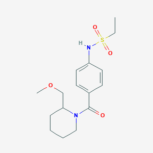 molecular formula C16H24N2O4S B5982106 N-(4-{[2-(methoxymethyl)-1-piperidinyl]carbonyl}phenyl)ethanesulfonamide 