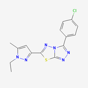 3-(4-chlorophenyl)-6-(1-ethyl-5-methyl-1H-pyrazol-3-yl)[1,2,4]triazolo[3,4-b][1,3,4]thiadiazole