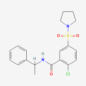 2-chloro-N-(1-phenylethyl)-5-(1-pyrrolidinylsulfonyl)benzamide