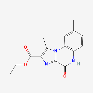 molecular formula C15H15N3O3 B598217 Ethyl 1,8-dimethyl-4-oxo-4,5-dihydroimidazo[1,2-a]quinoxaline-2-carboxylate CAS No. 164329-39-9