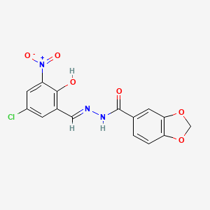 molecular formula C15H10ClN3O6 B5982182 N'-(5-chloro-2-hydroxy-3-nitrobenzylidene)-1,3-benzodioxole-5-carbohydrazide 