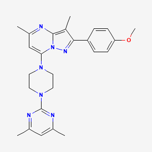 molecular formula C25H29N7O B5982183 7-[4-(4,6-dimethyl-2-pyrimidinyl)-1-piperazinyl]-2-(4-methoxyphenyl)-3,5-dimethylpyrazolo[1,5-a]pyrimidine 